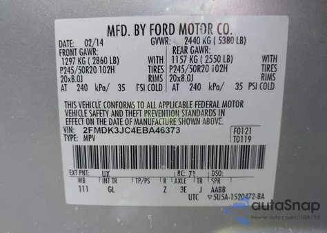 2014 Ford Edge Sel z USA, uszkodzony, nr VIN 2FMDK3JC4EBA46373